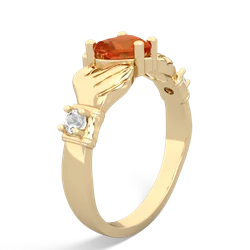 Fire Opal Claddagh Keepsake 14K Yellow Gold ring R5245