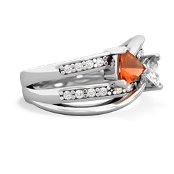 Fire Opal Bowtie 14K White Gold ring R2360