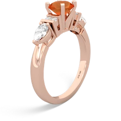 Fire Opal 6Mm Round Eternal Embrace Engagement 14K Rose Gold ring R2005