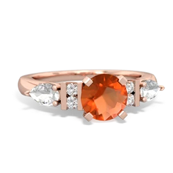 Fire Opal 6Mm Round Eternal Embrace Engagement 14K Rose Gold ring R2005