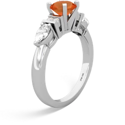 Fire Opal 6Mm Round Eternal Embrace Engagement 14K White Gold ring R2005