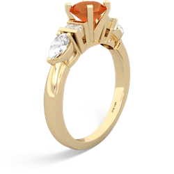 Fire Opal 6Mm Round Eternal Embrace Engagement 14K Yellow Gold ring R2005