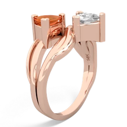 Fire Opal Split Band Swirl 14K Rose Gold ring R2341