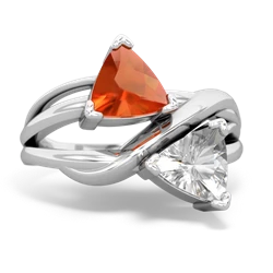 Fire Opal Split Band Swirl 14K White Gold ring R2341