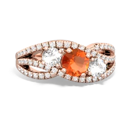 Fire Opal Three Stone Aurora 14K Rose Gold ring R3080