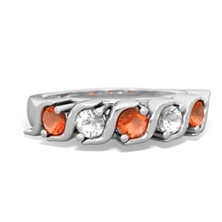 Fire Opal Anniversary Band 14K White Gold ring R2089