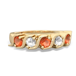 Fire Opal Anniversary Band 14K Yellow Gold ring R2089