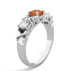 Fire Opal Hugs And Kisses 14K White Gold ring R5016