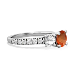Fire Opal Pave Trellis 14K White Gold ring R5500