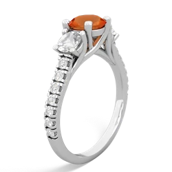 Fire Opal Pave Trellis 14K White Gold ring R5500