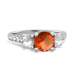 Fire Opal Pave Trellis 14K White Gold ring R5500