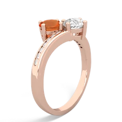 Fire Opal Channel Set Two Stone 14K Rose Gold ring R5303