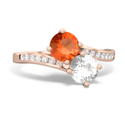 Fire Opal Channel Set Two Stone 14K Rose Gold ring R5303