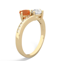 Fire Opal Channel Set Two Stone 14K Yellow Gold ring R5303