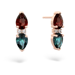 Garnet Bowtie Drop 14K Rose Gold earrings E0865