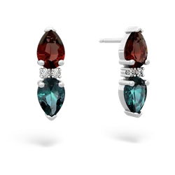 Garnet Bowtie Drop 14K White Gold earrings E0865