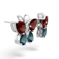 Garnet Butterfly 14K White Gold earrings E2215