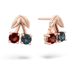 Garnet Sweet Cherries 14K Rose Gold earrings E7001