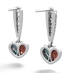 Garnet Filligree Heart 14K White Gold earrings E5070