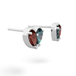 Garnet 'Our Heart' 14K White Gold earrings E5072