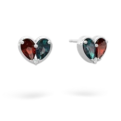 Garnet 'Our Heart' 14K White Gold earrings E5072