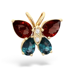 Garnet Butterfly 14K Yellow Gold pendant P2215