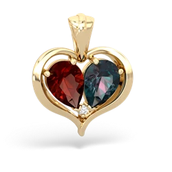 Garnet Two Become One 14K Yellow Gold pendant P5330