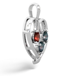 Garnet Glowing Heart 14K White Gold pendant P2233