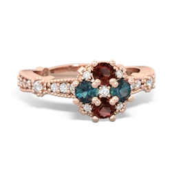 Garnet Sparkling Tiara Cluster 14K Rose Gold ring R26293RD