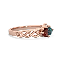 Garnet Heart To Heart Braid 14K Rose Gold ring R5870