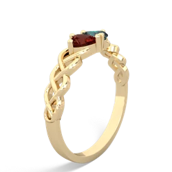 Garnet Heart To Heart Braid 14K Yellow Gold ring R5870