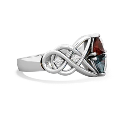 Garnet Keepsake Celtic Knot 14K White Gold ring R5300