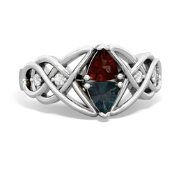 Garnet Keepsake Celtic Knot 14K White Gold ring R5300