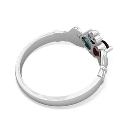 Garnet 'Our Heart' Claddagh 14K White Gold ring R2388