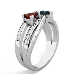 Garnet Bowtie 14K White Gold ring R2360