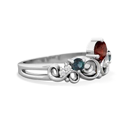 Garnet Crown Keepsake 14K White Gold ring R5740