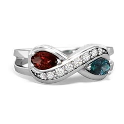 Garnet Diamond Infinity 14K White Gold ring R5390