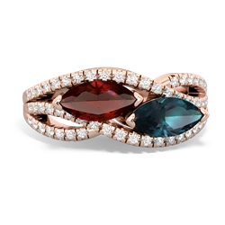 Garnet Diamond Rivers 14K Rose Gold ring R3070