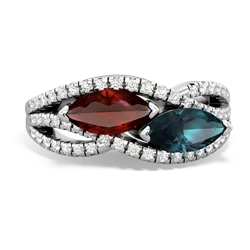 Garnet Diamond Rivers 14K White Gold ring R3070