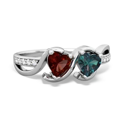 Garnet Side By Side 14K White Gold ring R3090