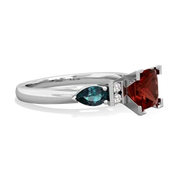 Garnet 6Mm Princess Eternal Embrace Engagement 14K White Gold ring C2002