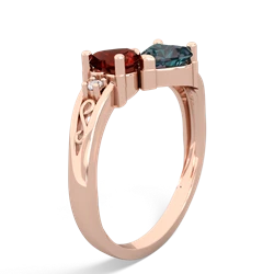 Garnet Snuggling Hearts 14K Rose Gold ring R2178