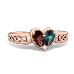 Garnet Filligree 'One Heart' 14K Rose Gold ring R5070