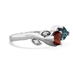 Garnet Floral Elegance 14K White Gold ring R5790