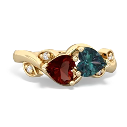 Garnet Floral Elegance 14K Yellow Gold ring R5790