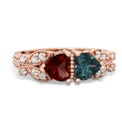 Garnet Diamond Butterflies 14K Rose Gold ring R5601