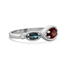 Garnet Milgrain Marquise 14K White Gold ring R5700