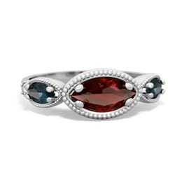 Garnet Milgrain Marquise 14K White Gold ring R5700