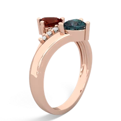 Garnet Heart To Heart 14K Rose Gold ring R2064