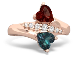 Garnet Heart To Heart 14K Rose Gold ring R2064